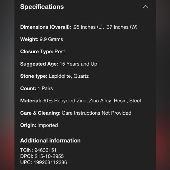 ✨NWT✨Universal Thread Semi-precious Lepidolite Stone Embellished Hoop Earrings - Picture 5 of 5